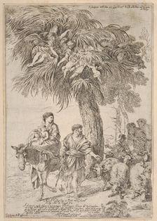 The Holy Family on their flight into Egypt, ca. 1647. Creator: Giovanni Benedetto Castiglione