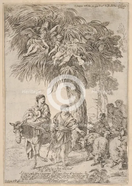 The Holy Family on their flight into Egypt, ca. 1647. Creator: Giovanni Benedetto Castiglione.