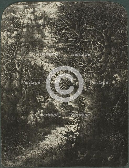 The Holy Family at Rest Beside a Stream, 1853. Creator: Rodolphe Bresdin.
