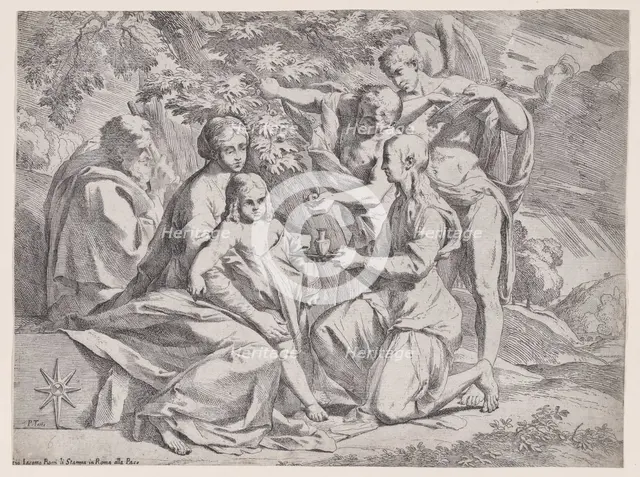 The Holy Family attended by Angels, ca. 1642-44. Creator: Pietro Testa.
