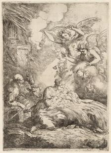 The Holy Family Adored by Angels (The Large Nativity), c. 1655. Creator: Bartolomeo Biscaino