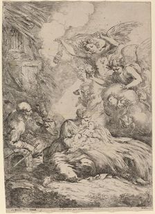 The Holy Family Adored by Angels (The Large Nativity). Creator: Bartolomeo Biscaino