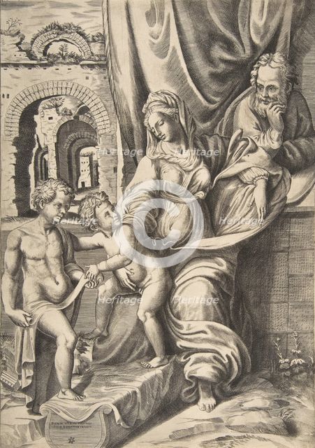The Holy Family and the infant John the Baptist, 1531-76., 1531-76. Creator: Giulio Bonasone.