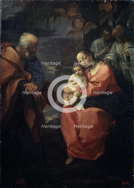 'The Holy Family beneath a palm tree', (Rest on the Flight into Egypt), late 16th century. Artist: Lodovico Carracci