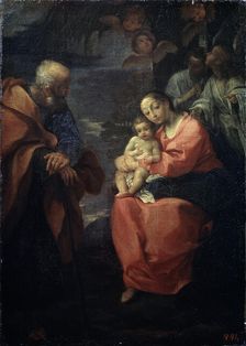 The Holy Family beneath a palm tree (Rest on the Flight into Egypt), late 16th century. Artist: Lodovico Carracci