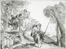 The Holy Family Descending a Forest Path, Near a Flock and Some Shepherds, between c1750 and c1753. Creator: Giovanni Domenico Tiepolo
