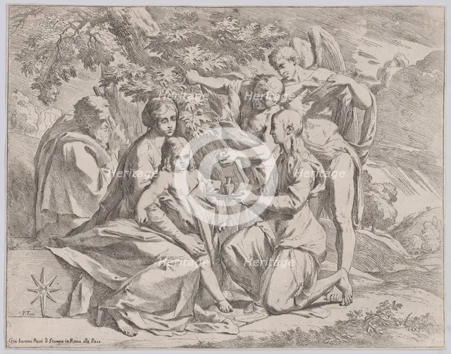 The Holy Family fed by Angels, ca. 1642-44. Creator: Pietro Testa.