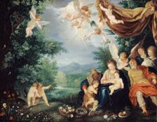 The Holy Family rest on the Flight into Egypt, between 1580 and 1620. Creator: Unknown
