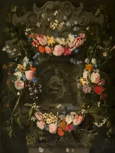 The Holy Family Surrounded by a Garland of Flowers. Creator: Jacob Denys