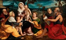 The Holy Family surrounded by Saints, c1530. Creator: Bonifacio de Pitati