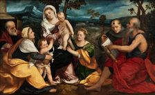 The Holy Family surrounded by Saints, c1530. Creator: Bonifacio de Pitati