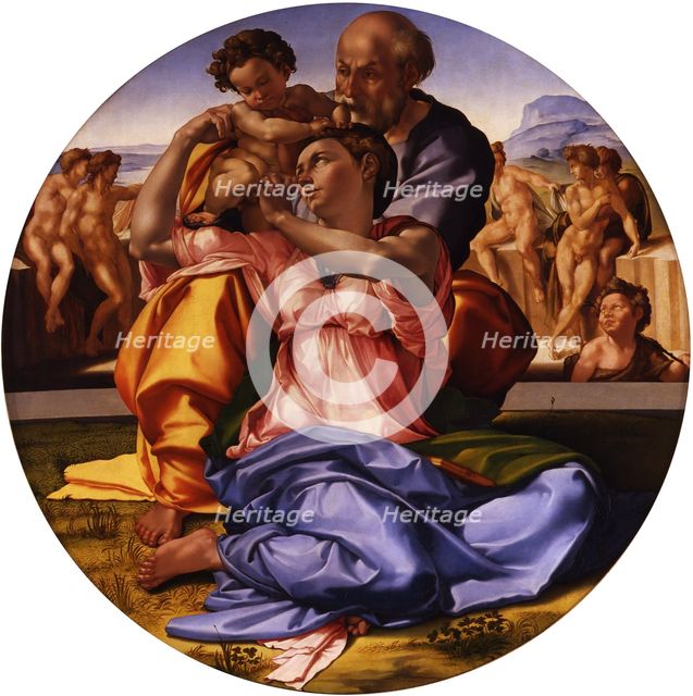 The Holy Family (The Doni Tondo). Artist: Buonarroti, Michelangelo (1475-1564)