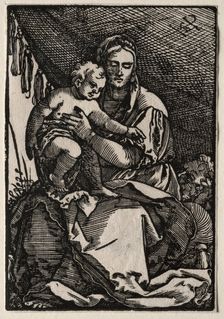 The Holy Family under a Tent. Creator: Hans Sebald Beham (German, 1500-1550)