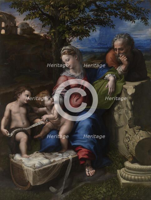 The Holy Family Under an Oak Tree, ca 1518. Artist: Raphael (1483-1520)