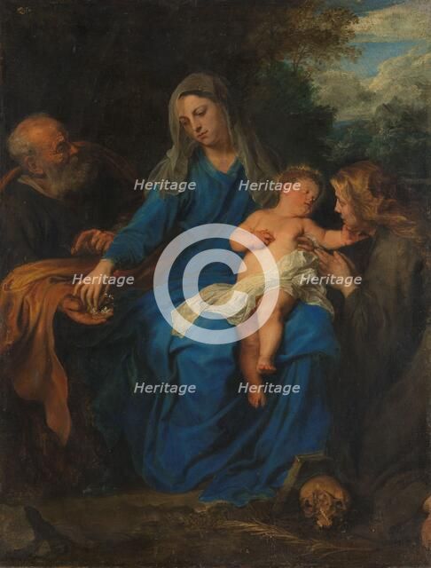 The Holy Family with a Female Saint in Adoration, c.1630-c.1650. Creator: Follower of Anthony van Dyck.