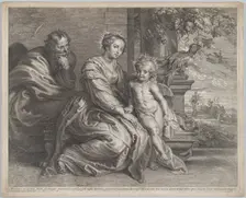 The Holy Family with a parrot, ca. 1625-59. Creator: Boetius Adams Bolswert