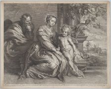 The Holy Family with a parrot, ca. 1625-59. Creator: Boetius Adams Bolswert