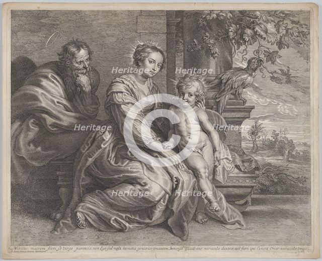 The Holy Family with a parrot, ca. 1625-59. Creator: Boetius Adams Bolswert.