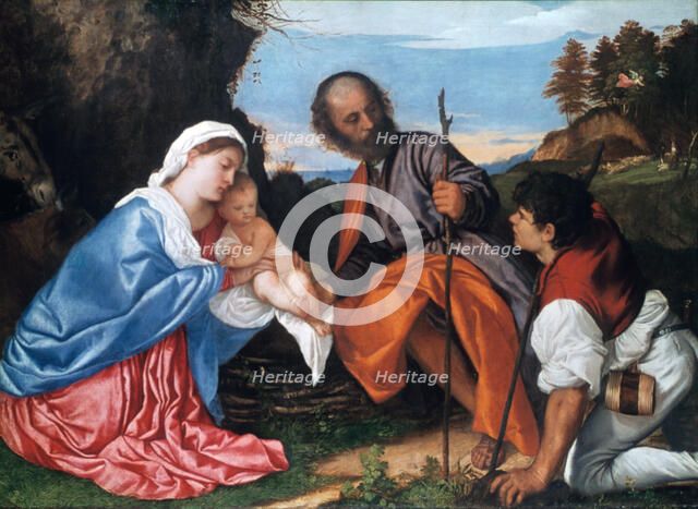 'The Holy Family with a Shepherd', c1510. Artist: Titian