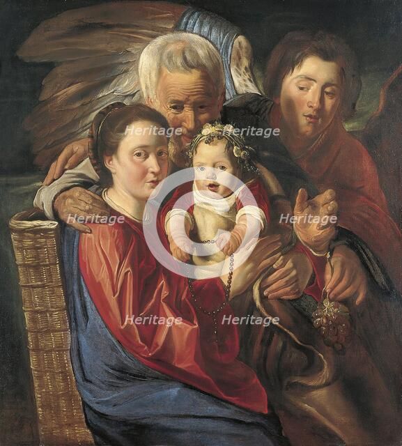 The Holy Family with an Angel, 1625. Creators: Jacob Jordaens, Workshop of Jacob Jordaens.