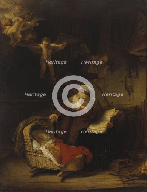 The Holy Family with Angels, 1645. Creator: Rembrandt Harmensz van Rijn.