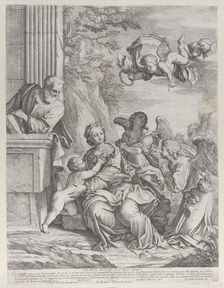 The Holy Family with angels at right and overhead, 1652. Creator: Giovanni Battista Beinaschi