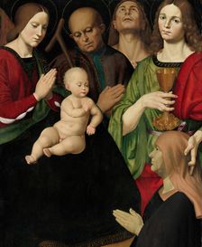 The Holy Family with Four Saints and a Female Donor, c. 1510. Creator: Antonio Rimpacta