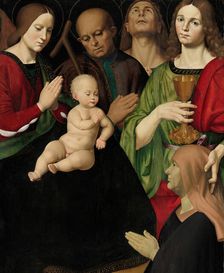 The Holy Family with Four Saints and a Female Donor, c. 1510. Creator: Antonio Rimpacta
