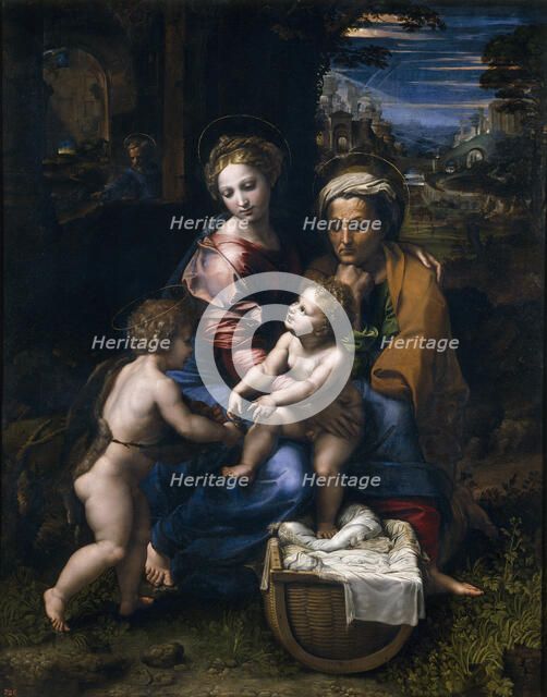 The Holy Family with John the Baptist and Saint Elizabeth (La Perla). Artist: Raphael (1483-1520)