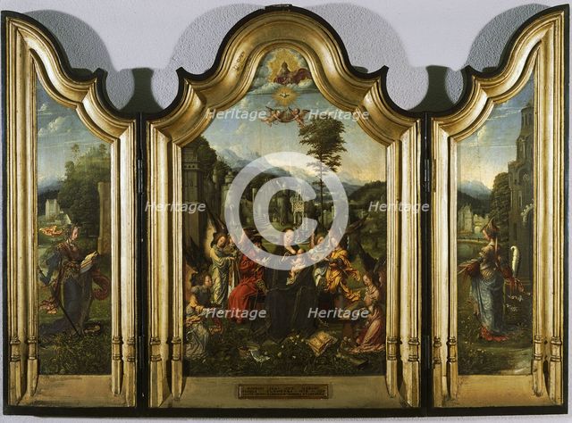 The Holy Family with Saint Catherine and Saint Barbara (Triptych), c. 1505. Artist: Gossaert, Jan (ca. 1478-1532)