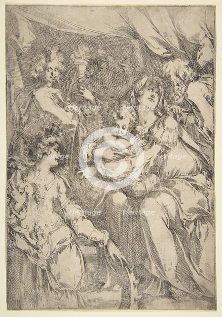 The Holy Family with Saint Catherine, Saint John the Evangelist and an Angel, 1612-16. Creator: Jacques Bellange.