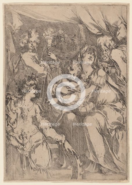 The Holy Family with Saint Catherine, Saint John the Evangelist, and an Angel, 1612/1616. Creator: Jacques Bellange.