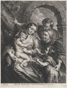 The Holy Family with Saint Elizabeth and the infant Saint John the Baptist, holding..., ca. 1600-59. Creator: Boetius Adams Bolswert