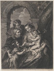 The Holy Family with Saint Elizabeth and the infant Saint John the Baptist, holding..., ca. 1655-95. Creator: Anon