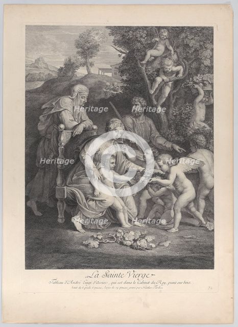 The Holy Family with Saint Elizabeth and angels, ca. 1729., ca. 1729. Creator: Nicolas Henri Tardieu.