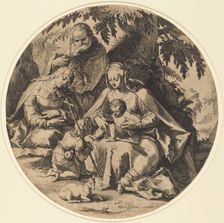 The Holy Family with Saint Elizabeth and Saint John the Baptist, 1600/1620. Creator: Matham, Workshop of Jacob, after Hendrik Goltzius