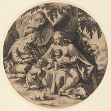 The Holy Family with Saint Elizabeth and Saint John the Baptist, 1600/1620. Creator: Matham, Workshop of Jacob, after Hendrik Goltzius