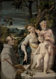 The Holy Family with Saint Francis of Assisi, c1534. Creator: Mazzola Bedoli, Girolamo (c. 1500-1569)