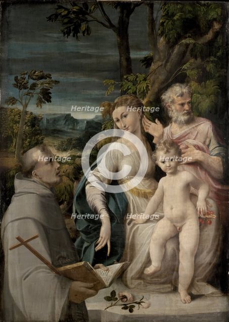 The Holy Family with Saint Francis of Assisi, c1534. Creator: Mazzola Bedoli, Girolamo (c. 1500-1569).