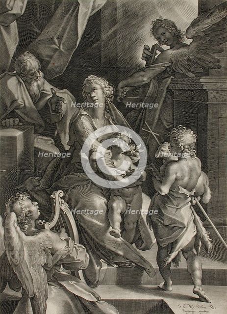 The Holy Family with Saint John the Baptist and Angels, 1605. Creator: Lucas Kilian.