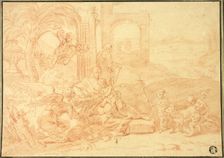 The Holy Family with Saint John the Baptist and Angels, n.d. Creator: Possibly Johannes Glauber (Dutch, 1646-1726) or Jacob Jordaens (Flemish, 1593-1678)