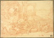 The Holy Family with Saint John the Baptist and Angels, n.d. Creator: Possibly Johannes Glauber (Dutch, 1646-1726) or Jacob Jordaens (Flemish, 1593-1678)