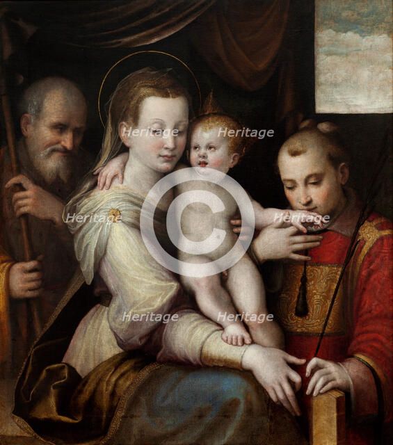 The Holy Family with Saint Stephen, c. 1560. Creator: Longhi, Luca (1507-1580).