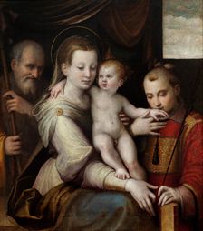 The Holy Family with Saint Stephen, c. 1560. Creator: Longhi, Luca (1507-1580)