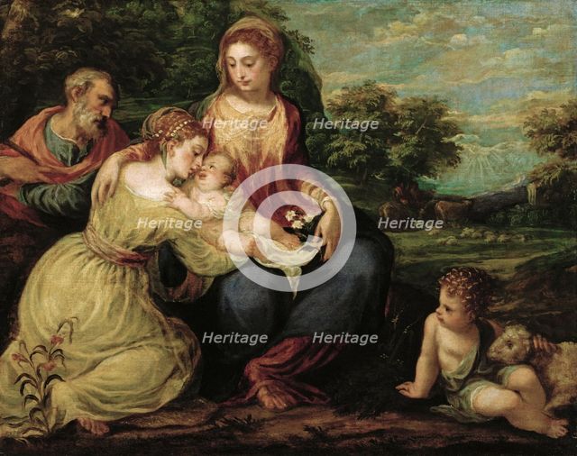 The Holy Family with Saints Catherine and John the Baptist.