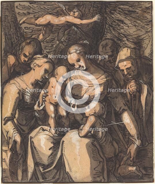 The Holy Family with Saints [recto], c. 1616/1617. Creator: Hermann Weyer.