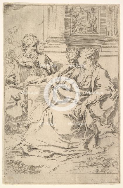 The Holy Family with Scriptural Scene in Background. Creator: Guido Reni.