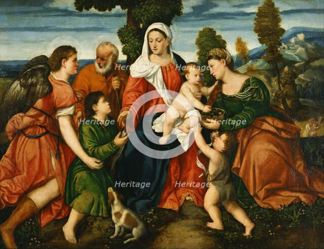 The Holy Family with Tobias and the Angel, Saint Dorothy, John the Baptist and the Miracle of the Co Artist: Veronese (de' Pitati), Bonifacio (1487-1553)
