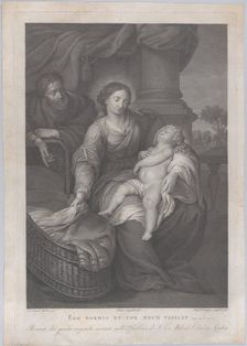 The Holy Family, with the Christ child asleep in the Virgin's lap, 1786. Creators: Raphael Morghen, Pietro Angeletti, Giovanni Folo