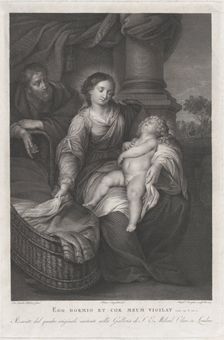 The Holy Family, with the Christ child asleep in the Virgin's lap, ca. 1778-86. Creators: Raphael Morghen, Pietro Angeletti